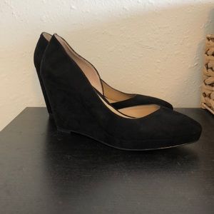 Black suede wedges